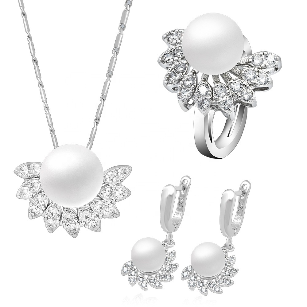 Luxury Bridal Fresh Water Pearl Wedding Silver Jewellery Pearls Jewelry Set