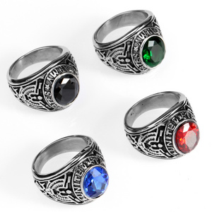 Custom Rings Men For Adjustable Settings Hiphop Open Mens Fine Jewelry Black Plated Stainless Steel gemstone Ring