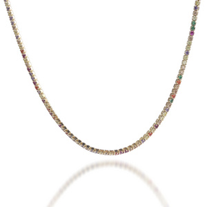 Fashionable female Sterling sliver colored stone necklace jewelry Zircon Necklace