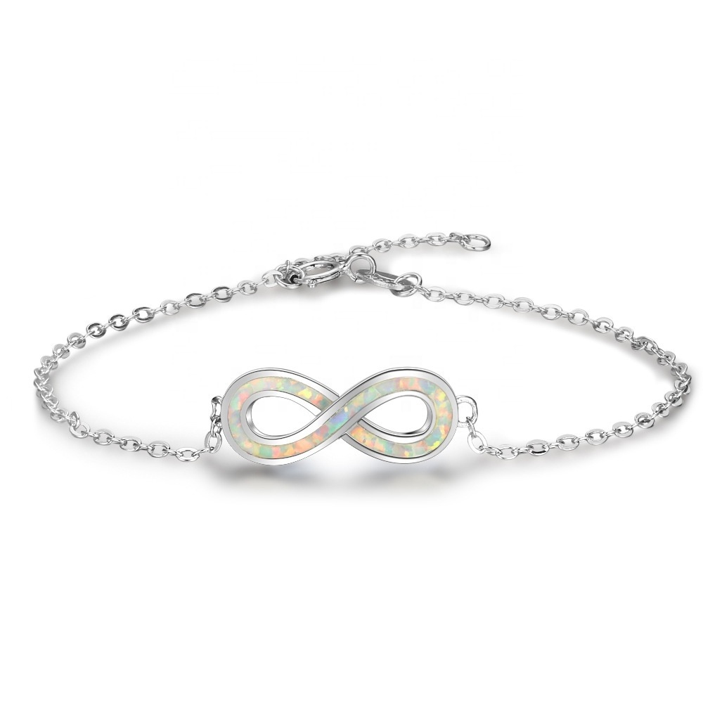 Solid Genuine Bali Women 925 Sterling Silver Infinity Pendant Bracelet