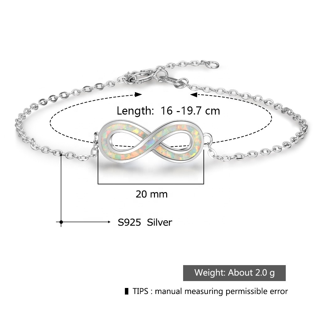 Solid Genuine Bali Women 925 Sterling Silver Infinity Pendant Bracelet