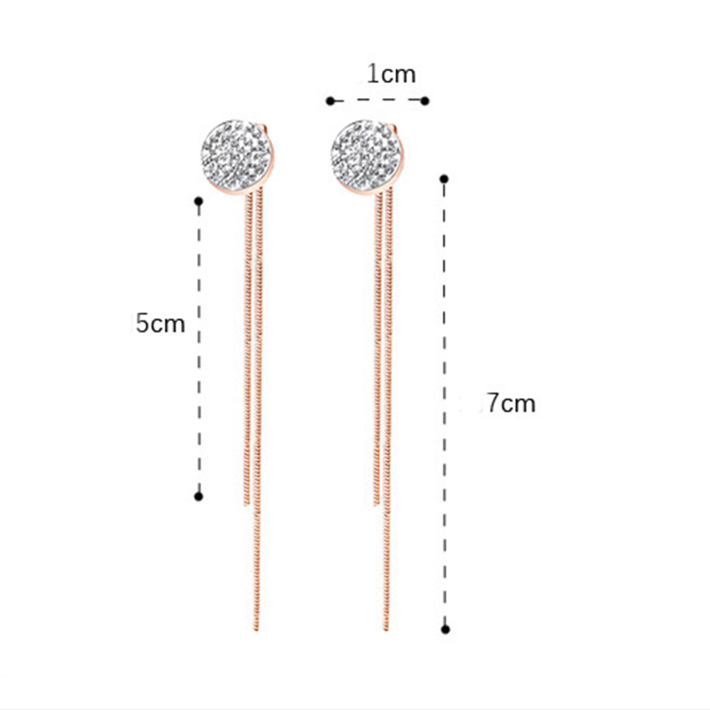 Latest Custom White Cz Stone Stud Tassel Stainless Steel Zircon Earring