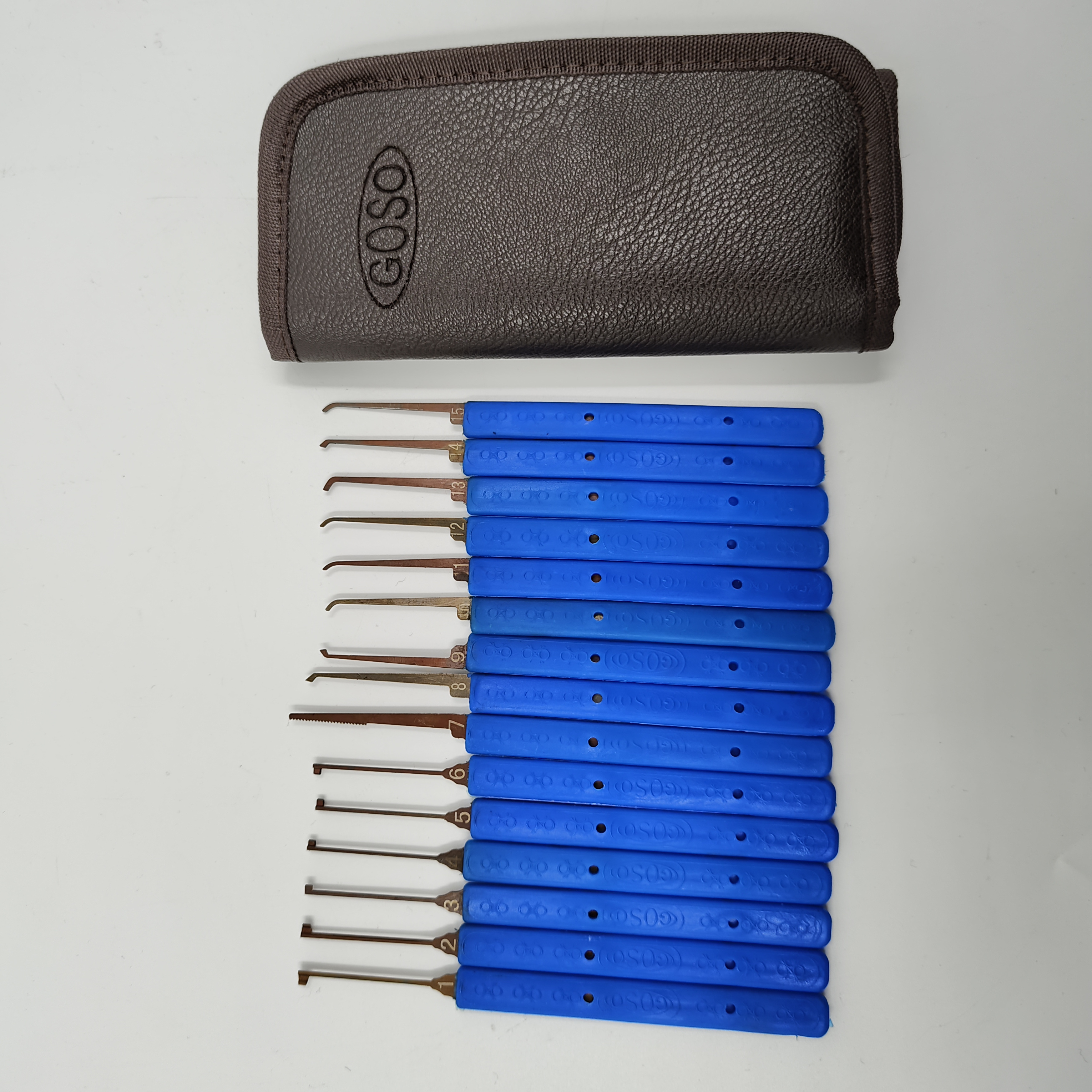 Quality 15pcs blue-handle hooks lock pick set training practice locksmith tools lock picking kit