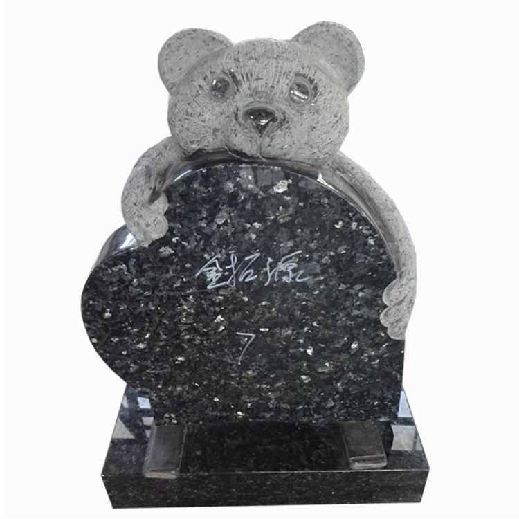 Blue Pearl Granite Teddy Bear Baby Headstone Design