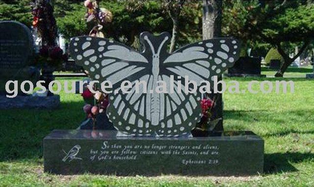 Shanxi Black granite butterfly headstone