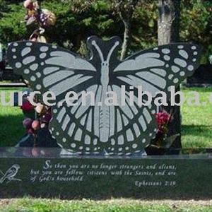 Shanxi Black granite butterfly headstone