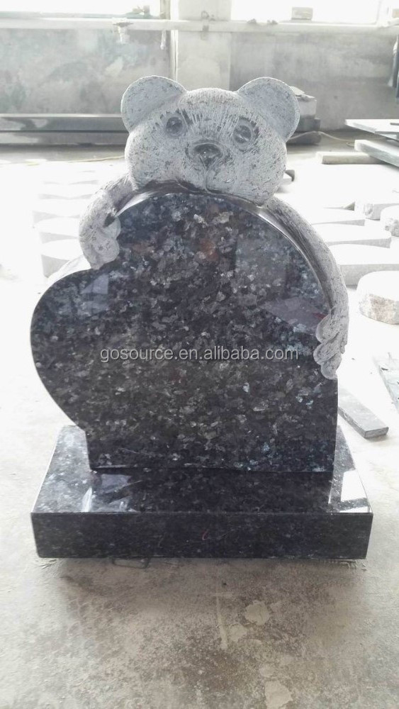 Blue Pearl Granite Teddy Bear Baby Headstone Design