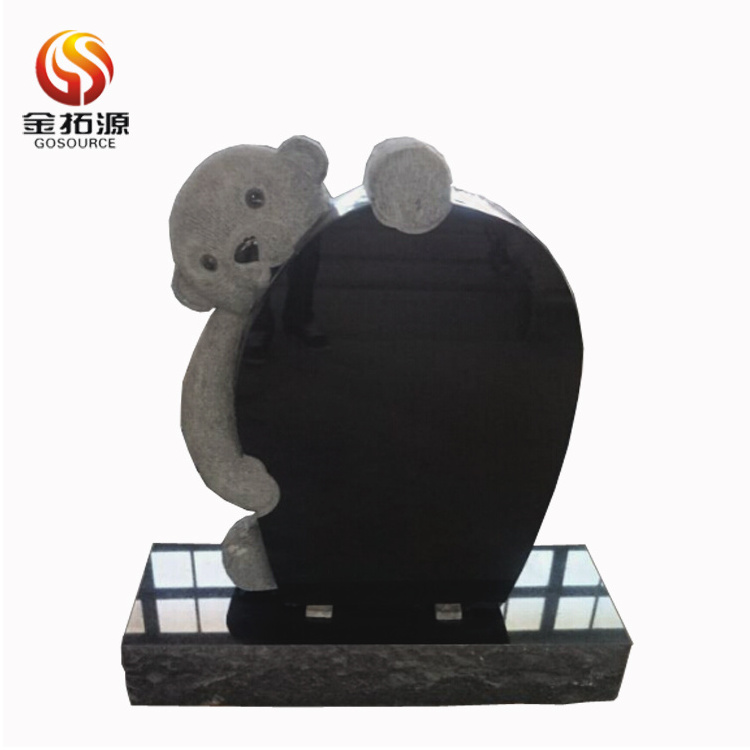 Blue Pearl Granite Teddy Bear Baby Headstone Design