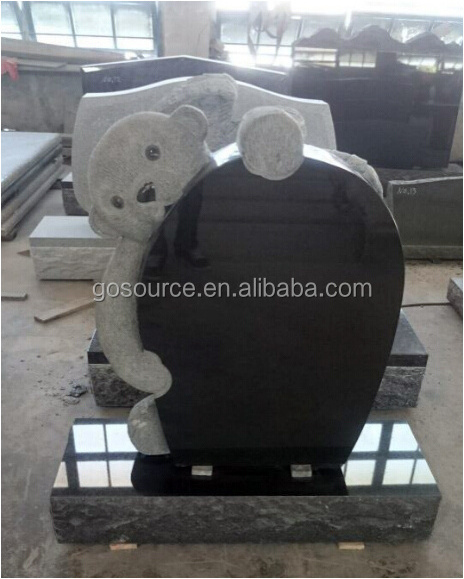 Blue Pearl Granite Teddy Bear Baby Headstone Design