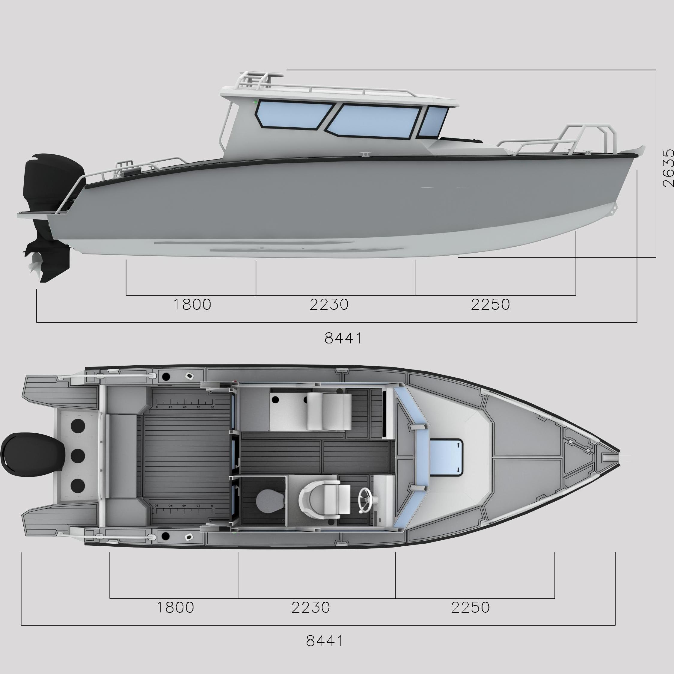 New Model Gospel 8.4m fishing speed boat aluminum fishing cabin boat yacht for sale