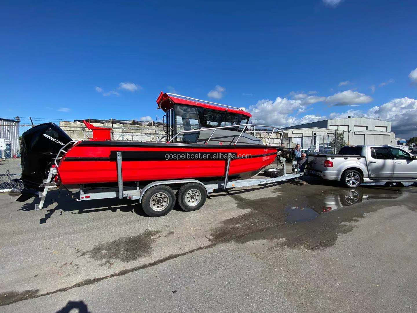 Qingdao Gospel Boat 25ft/ 7.5m Easy Craft welded cabin cruiser aluminum fishing boat for sale walk around Speed boat