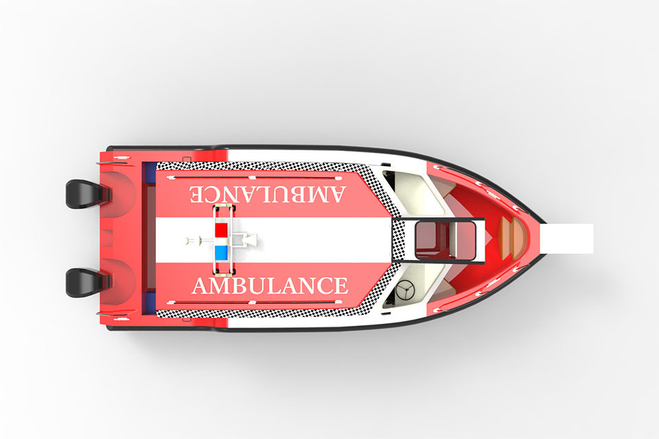 26ft 8m aluminum rescue boat water hospital ambulance boat for sale