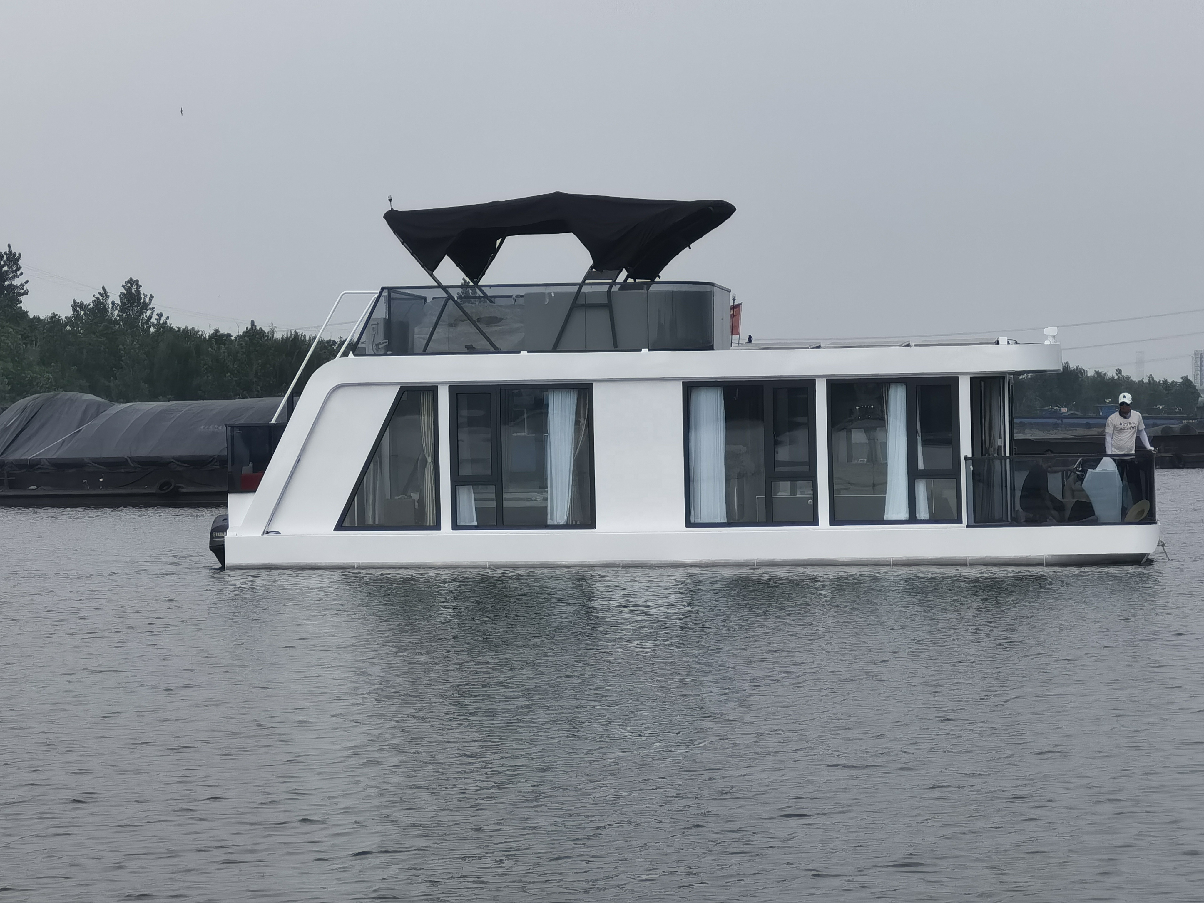 12.5m 40ft luxury aluminium Trimaran tritoon Party pontoon floating House Boat for Sale