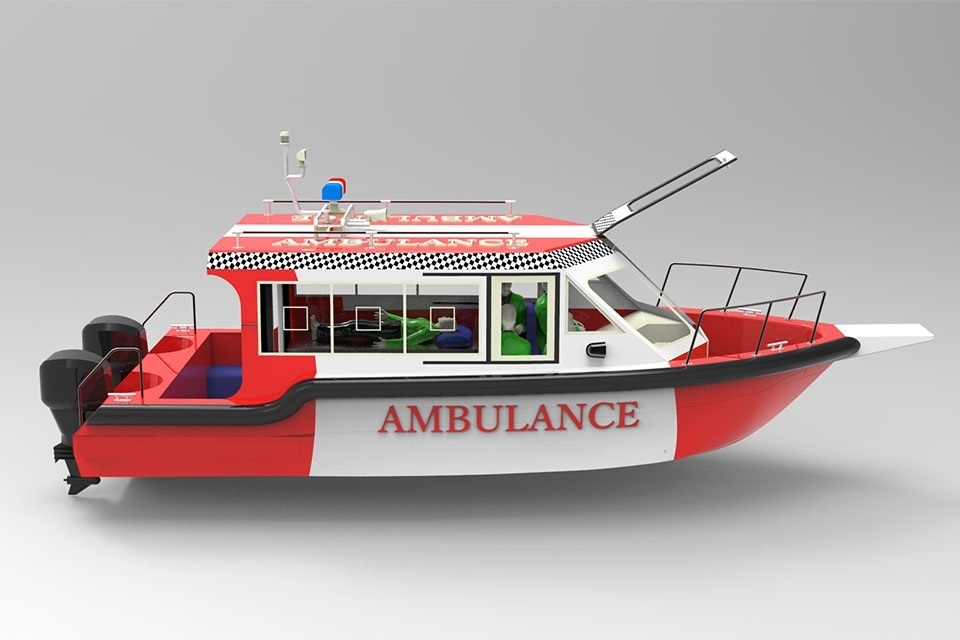 26ft 8m aluminum rescue boat water hospital ambulance boat for sale