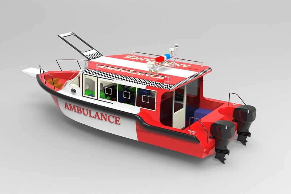 26ft 8m aluminum rescue boat water hospital ambulance boat for sale