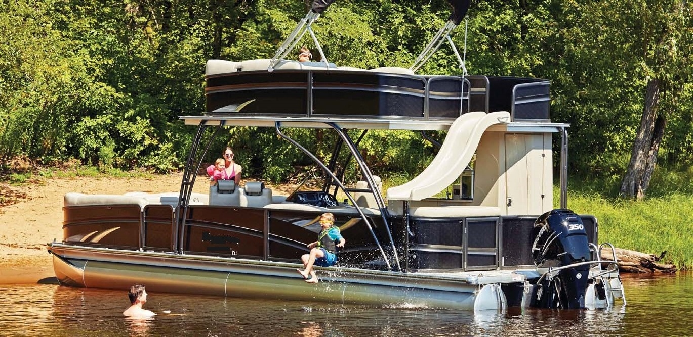 Gospel Boat 9.6m/32ft Double Decker Luxury Aluminum Pontoon Boat with slide and handbasin