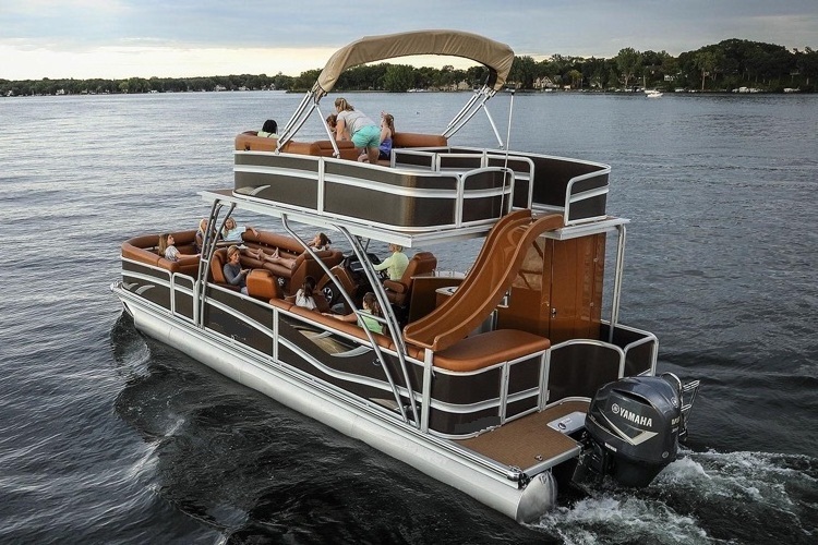 Gospel Boat 9.6m/32ft Double Decker Luxury Aluminum Pontoon Boat with slide and handbasin