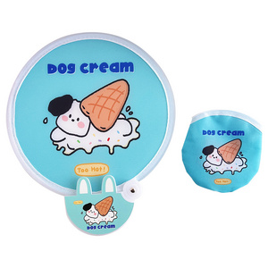 2024 New Fashion creative custom mini  cartoon kpop idol Hand Fan Personalized Foldable cloth Fan With Round Foldable Fan