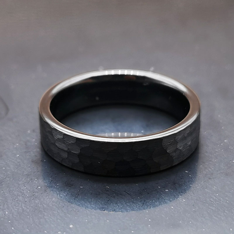 4mm 6mm 8mm In Stock Dropshipping Matte Hammered Black Tungsten Ring for Men Women Fashion Engagement Wedding Band