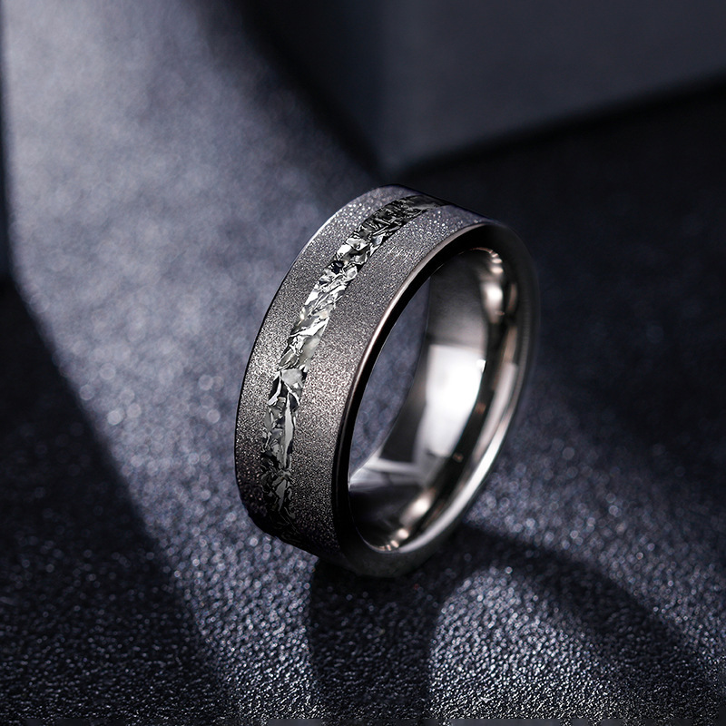 Fashionable Tungsten Carbide Ring with Meteorite Inlay Silver Gold Black for Children and Unisex for Parties Jewelry Collection