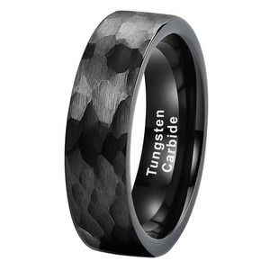 4mm 6mm 8mm In Stock Dropshipping Matte Hammered Black Tungsten Ring for Men Women Fashion Engagement Wedding Band