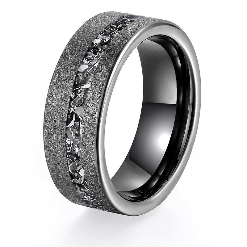 Fashionable Tungsten Carbide Ring with Meteorite Inlay Silver Gold Black for Children and Unisex for Parties Jewelry Collection