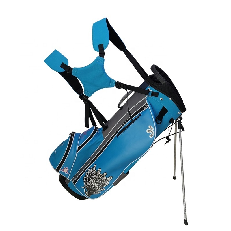 14 Full Dividers Ladies' Blue Polyester Golf Stand Bag with Printing Colorful Design