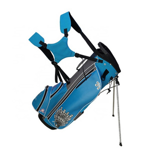 14 Full Dividers Ladies' Blue Polyester Golf Stand Bag with Printing Colorful Design