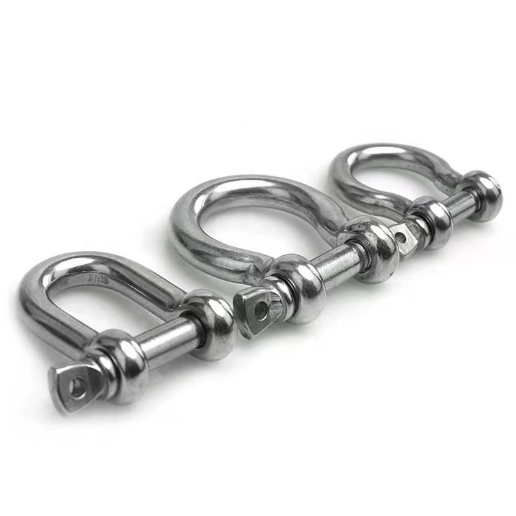 JIS AISI 304 SS316 stainless steel D shackle with screw pin