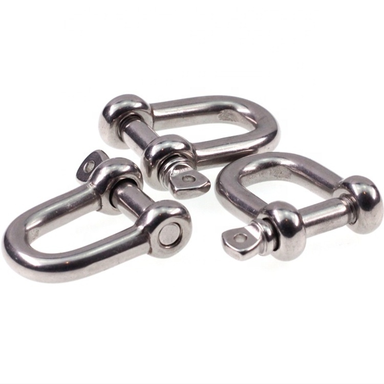 JIS AISI 304 SS316 stainless steel D shackle with screw pin