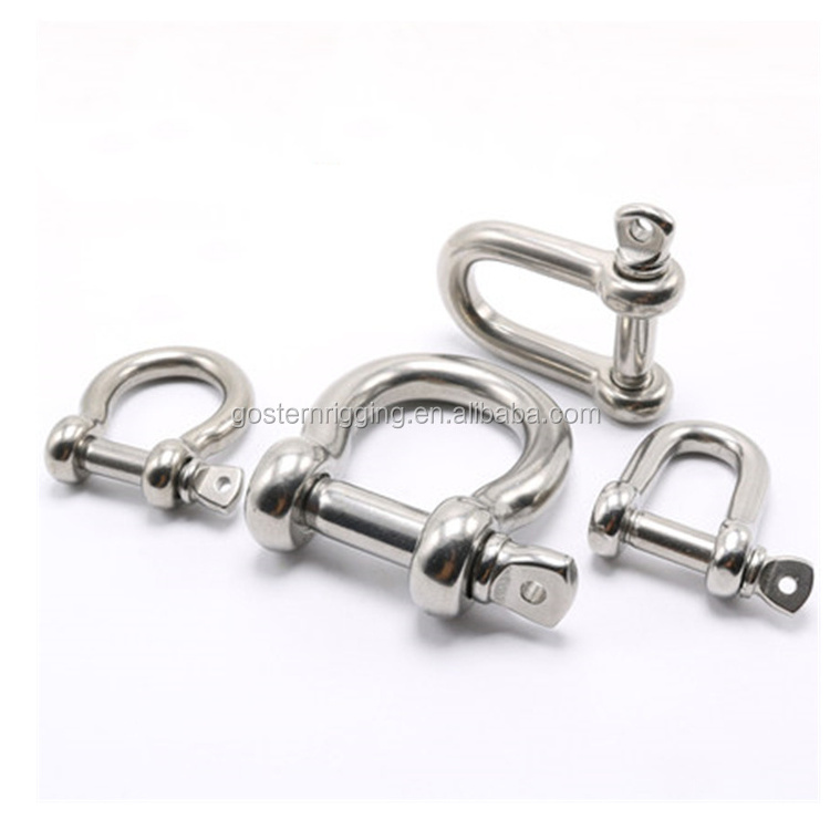 JIS AISI 304 SS316 stainless steel D shackle with screw pin