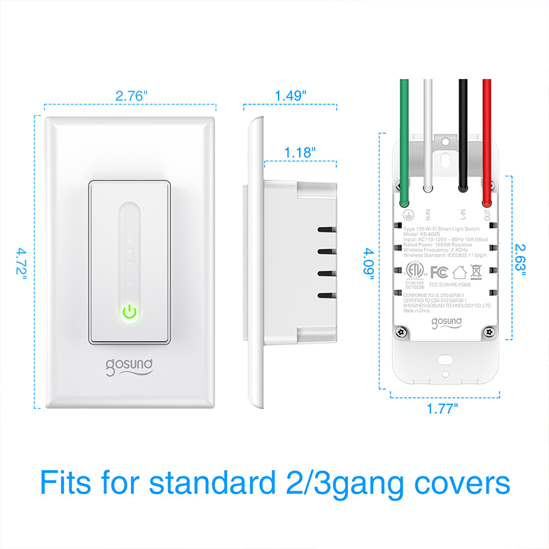 US standard Alexa wireless Voice Control WiFi Smart in-wall Light Dimmer Switch