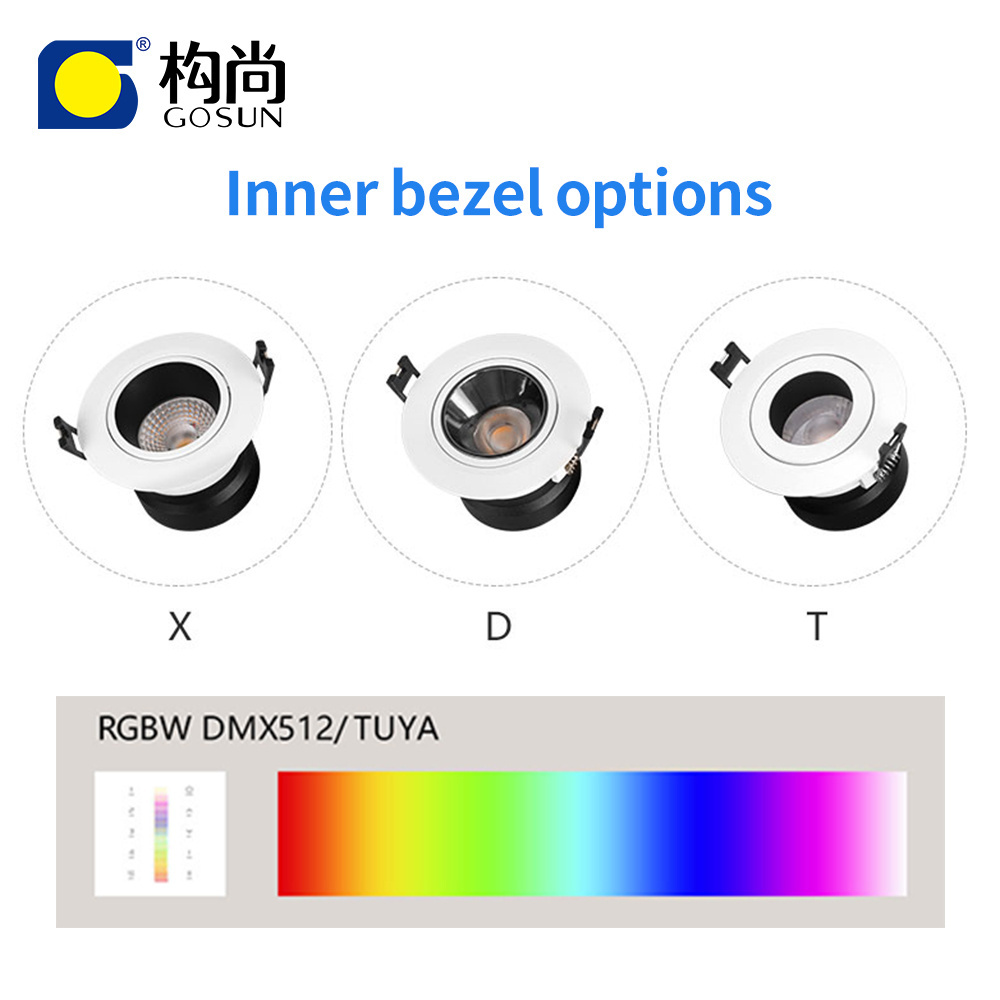 TUYA recessed 10W-42W dimmable RGBW TUYA ZigBee control LED downlight for Hotel, Home, restaurant