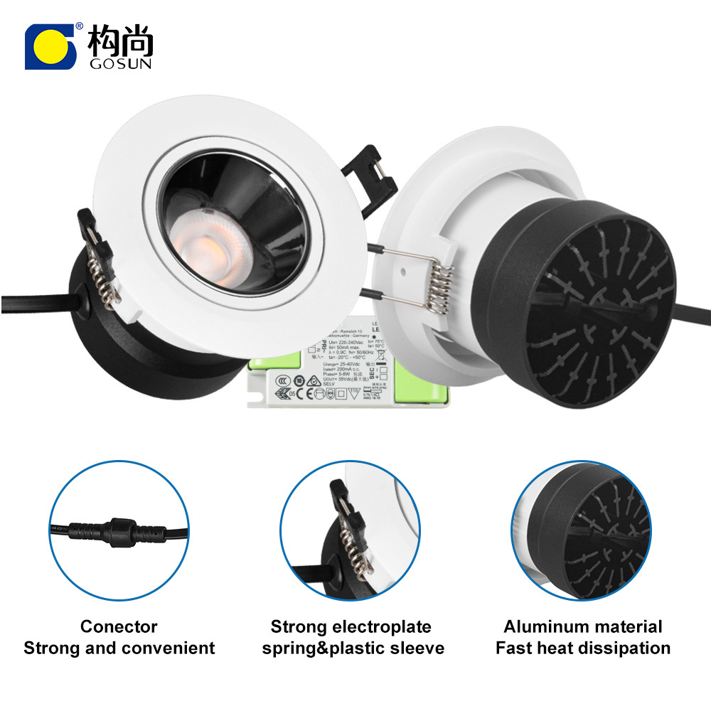 IP54 super brightness Cutout65-70mm anti glare recessed smart dimmable adjustable RGBCW 8-32W COB led downlight