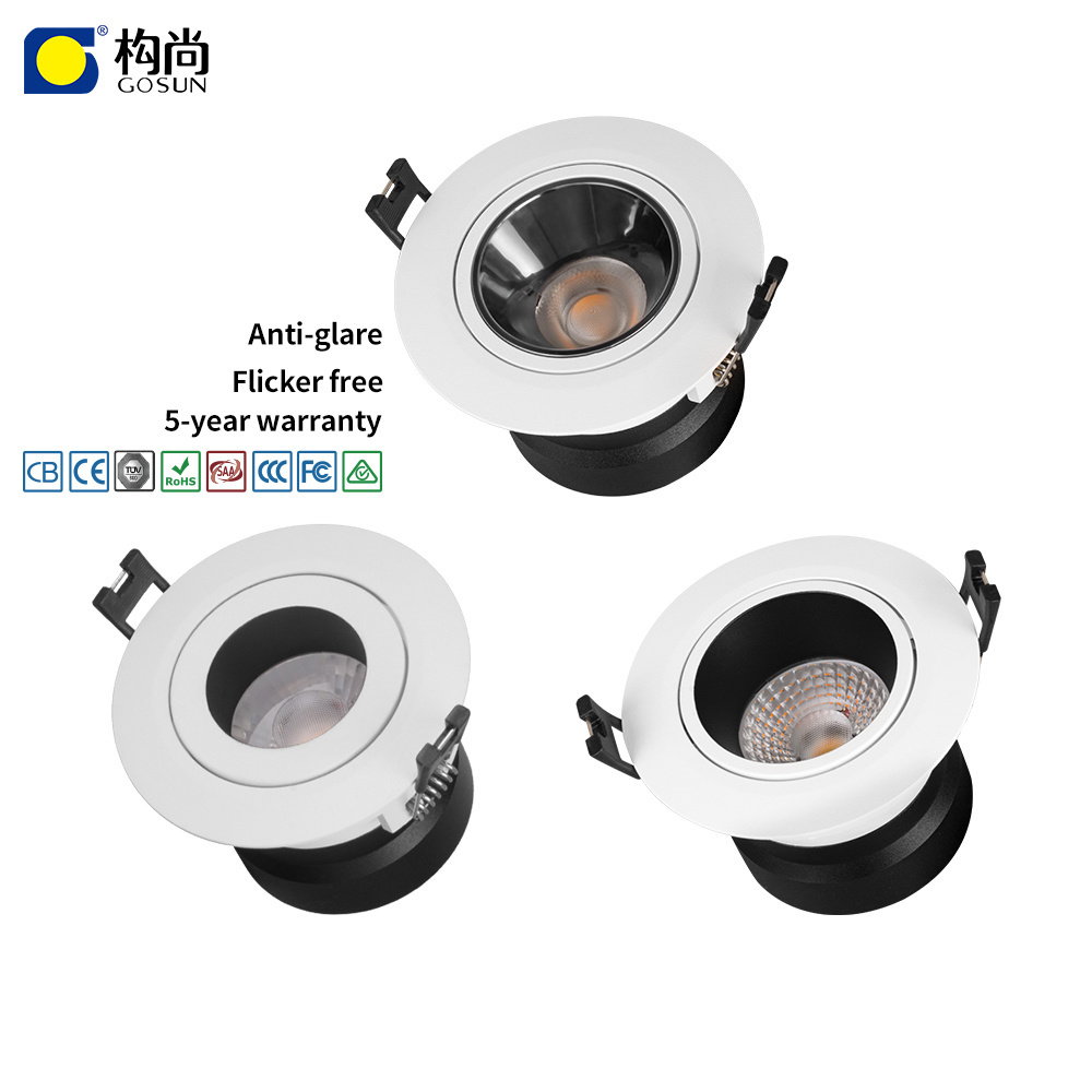 IP54 super brightness Cutout65-70mm anti glare recessed smart dimmable adjustable RGBCW 8-32W COB led downlight