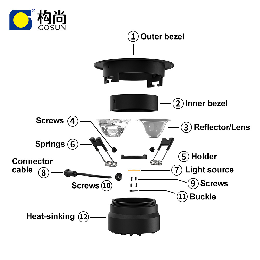 Custom private label smart home light recessed ceiling light 10W  led cob downlight adjust down lights design