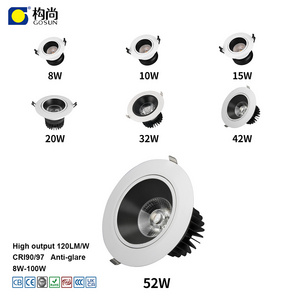 Anti glare CRI80/90/97 15-60 degree smart dimmable recessed 8W LED ceiling spotlight