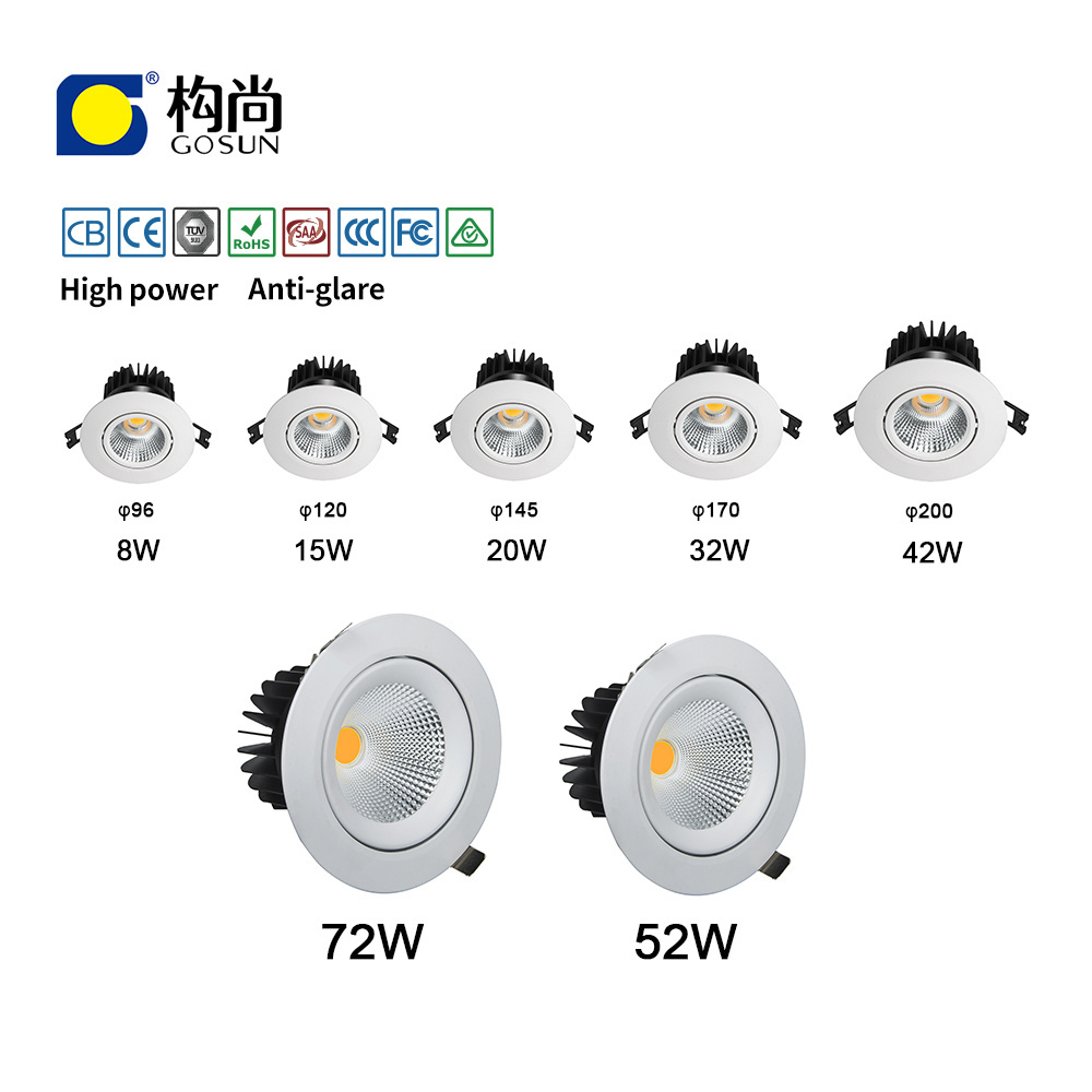 high lumen 4500-5000lm anti-glare smart dimmable downlight 52W recessed led downlight