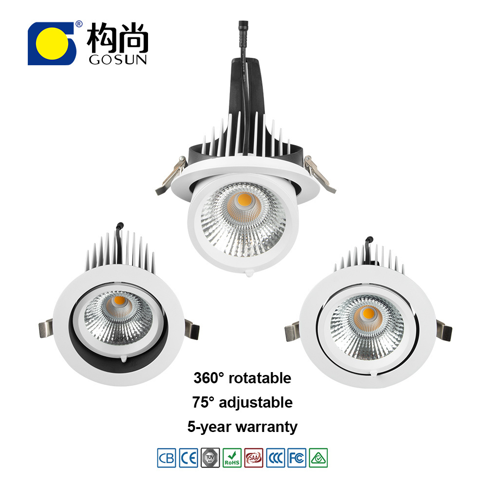 Universal Rotatable Flicker free 8W Recessed COB LED Gimbal downlight 5 years warranty for indoor comercial lighting