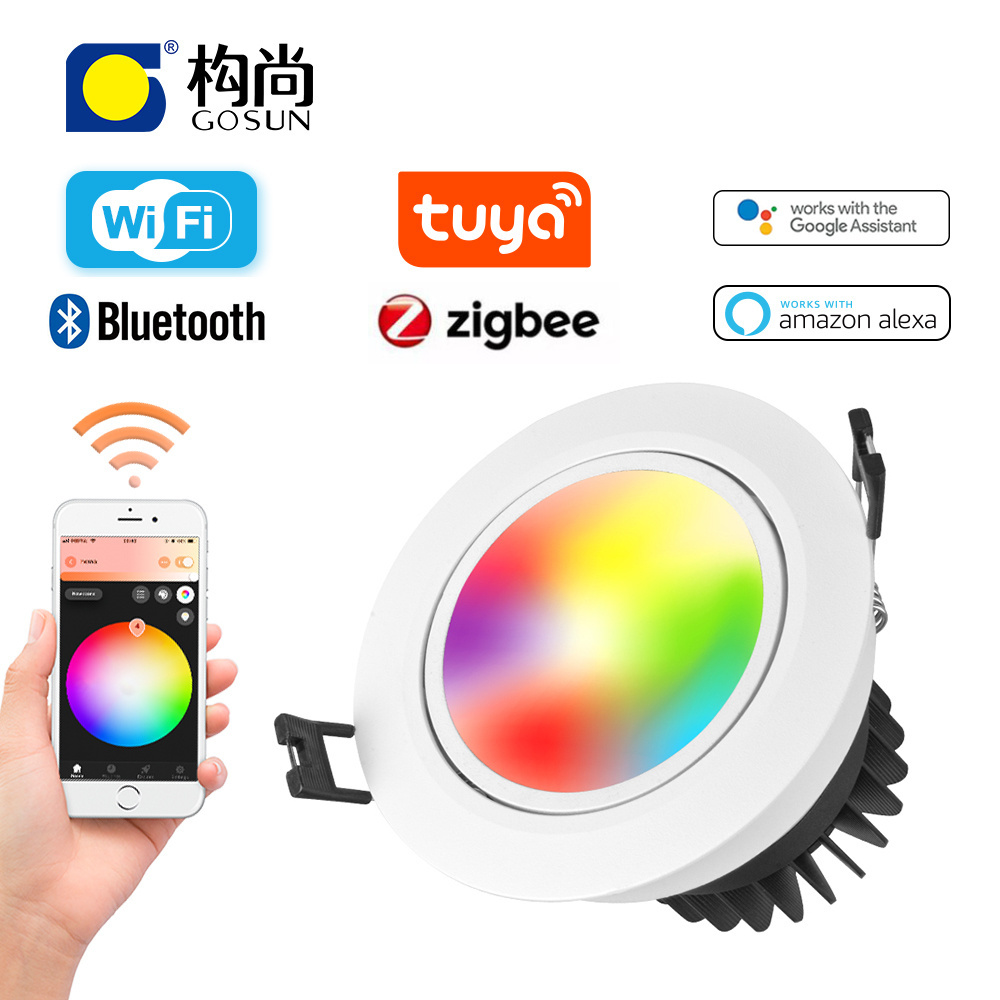 TUYA  LED COB recessed 10W dimmable RGBCW TUYA ZigBee control LED Smart spotlight COB downlight