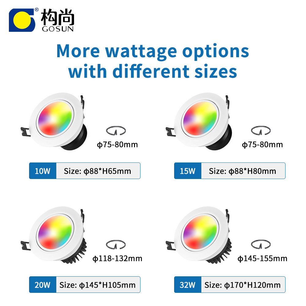 TUYA  LED COB recessed 10W dimmable RGBCW TUYA ZigBee control LED Smart spotlight COB downlight