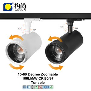 15-60 degree modern dimmable adjustable track spotlight zoomable 15W/20W/30W/36W/42W LED track light