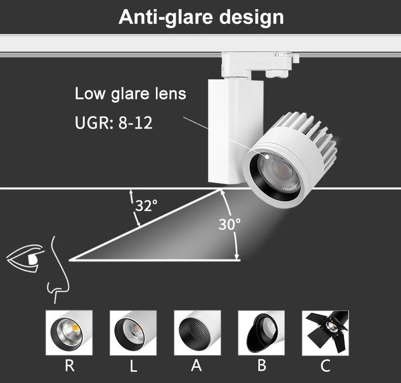 GOSUN 5 years warranty 15/24/30/40/60 degree rotatable 20w supplier led cob color adjustable track light