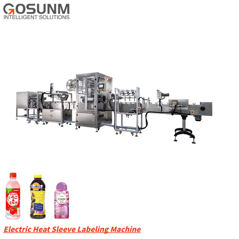 Gosunm 2024 High Speed Fast Round Bottle Label Shrink Sleeve Wrap Sleeve Labeling Machine With Steam/Electric Shrinking Tunnel