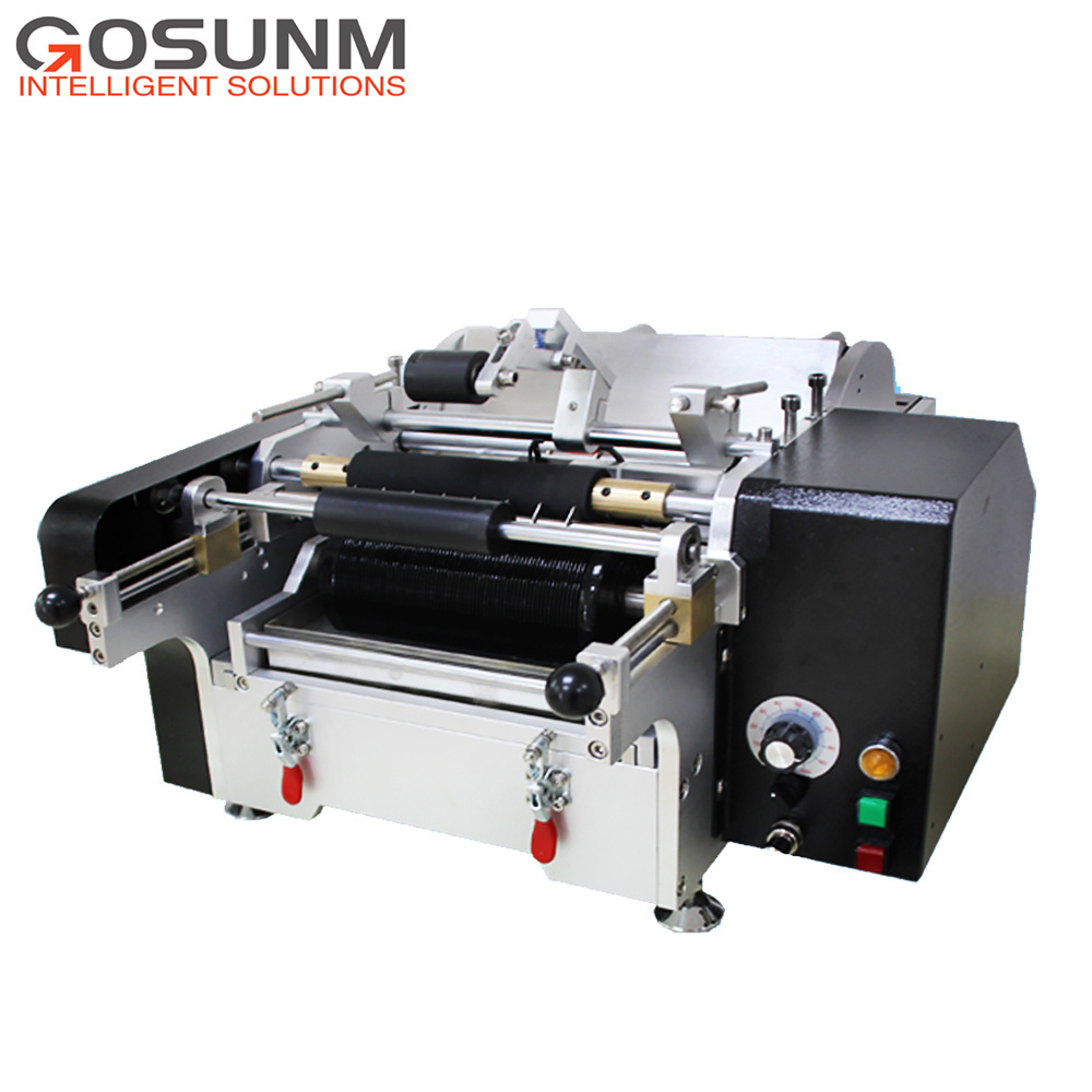 GOSUNM Semi auto small big round bottle wrap-around cold glue paper sticker labeling machine labeler for bottle