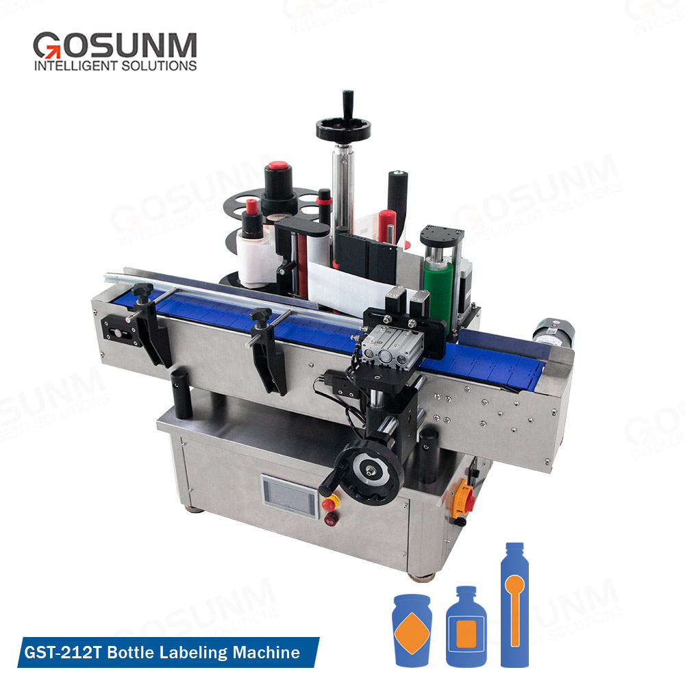 GOSUNM Desktop Vial Bottle Beverage Adhesive Sticker Labeling Machine Full Automatic Round Bottle Labeling Machine