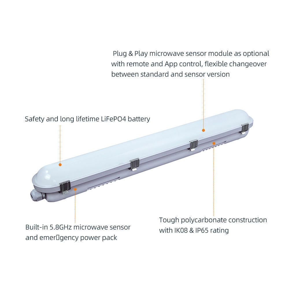 Weather Proof 60W 4FT LED Linear Tri Proof Light Industrial Vapor Tight Fixture