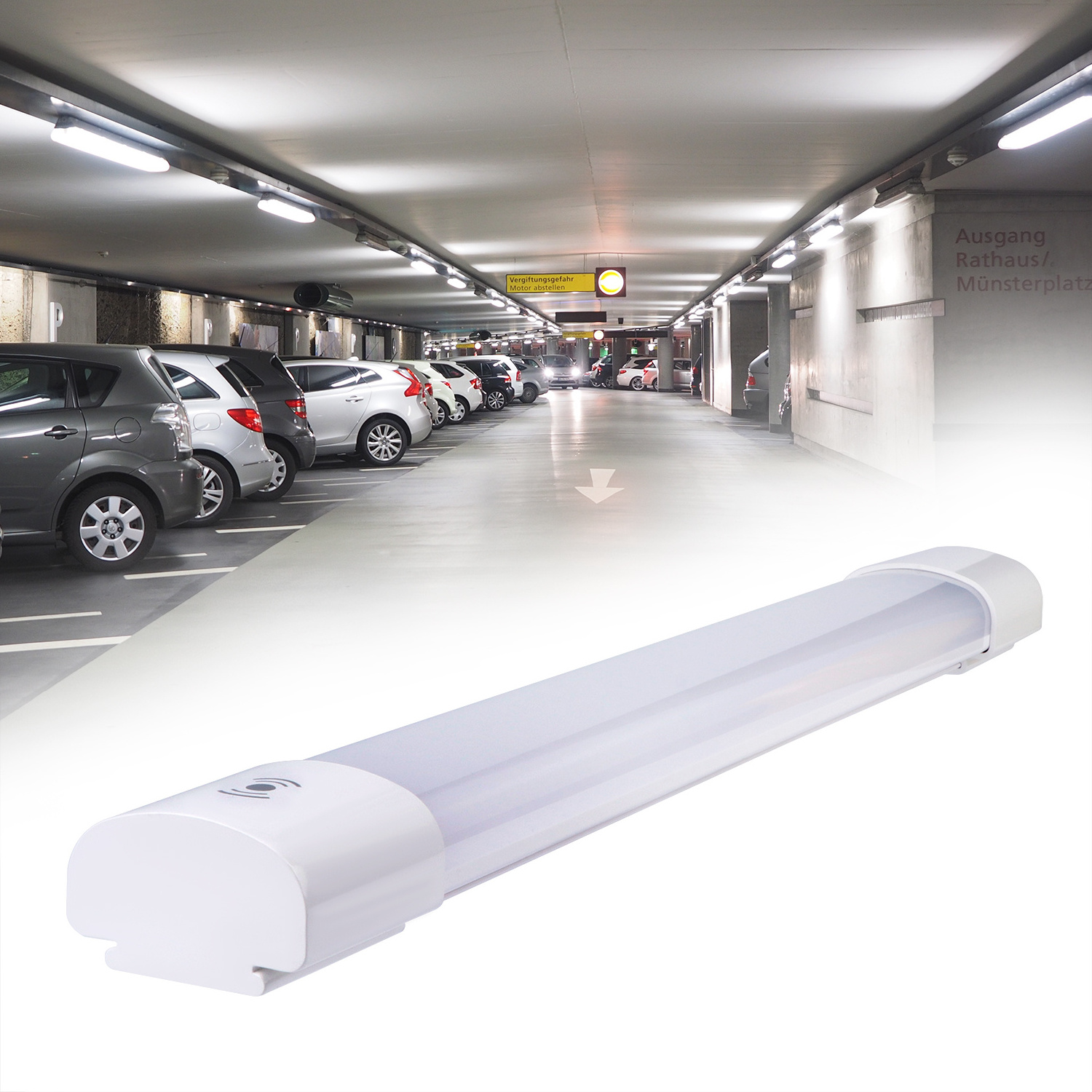 1200mm IP66 wireless sensor motion light tri-proof led waterproof batten linear light sensor for garage parking workshop outdoor