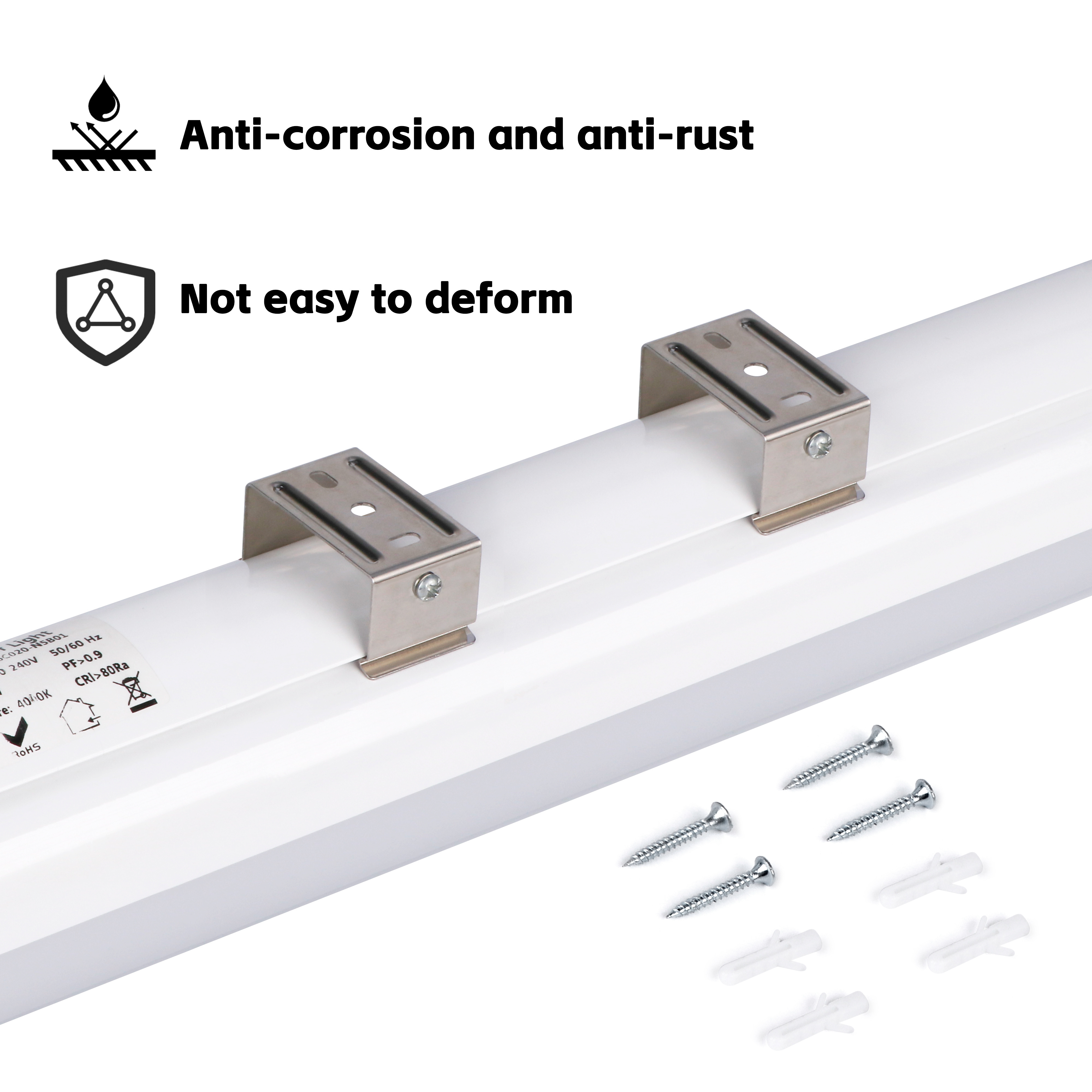 custom smd2835 2ft 4ft 5ft 20w 40w 50w 60w 3000K 4000K 6000k aluminium body pc cover ip65 ip66 emergency tri proof led light