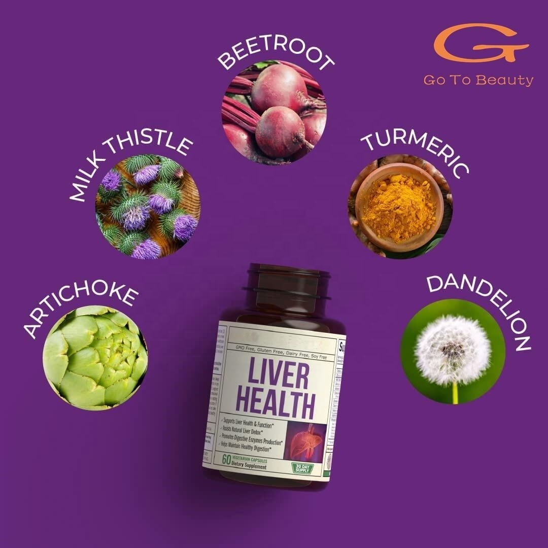 Gotobeauty Herbal Blend Liver Health Detox Support Supplement with Artichoke Extract, Milk Thistle, Dandelion Root, Turmeric